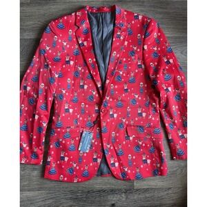 Suslo Couture Mens Blazer Size Medium 40‎ Christmas Ugly Sweater Deer NWT